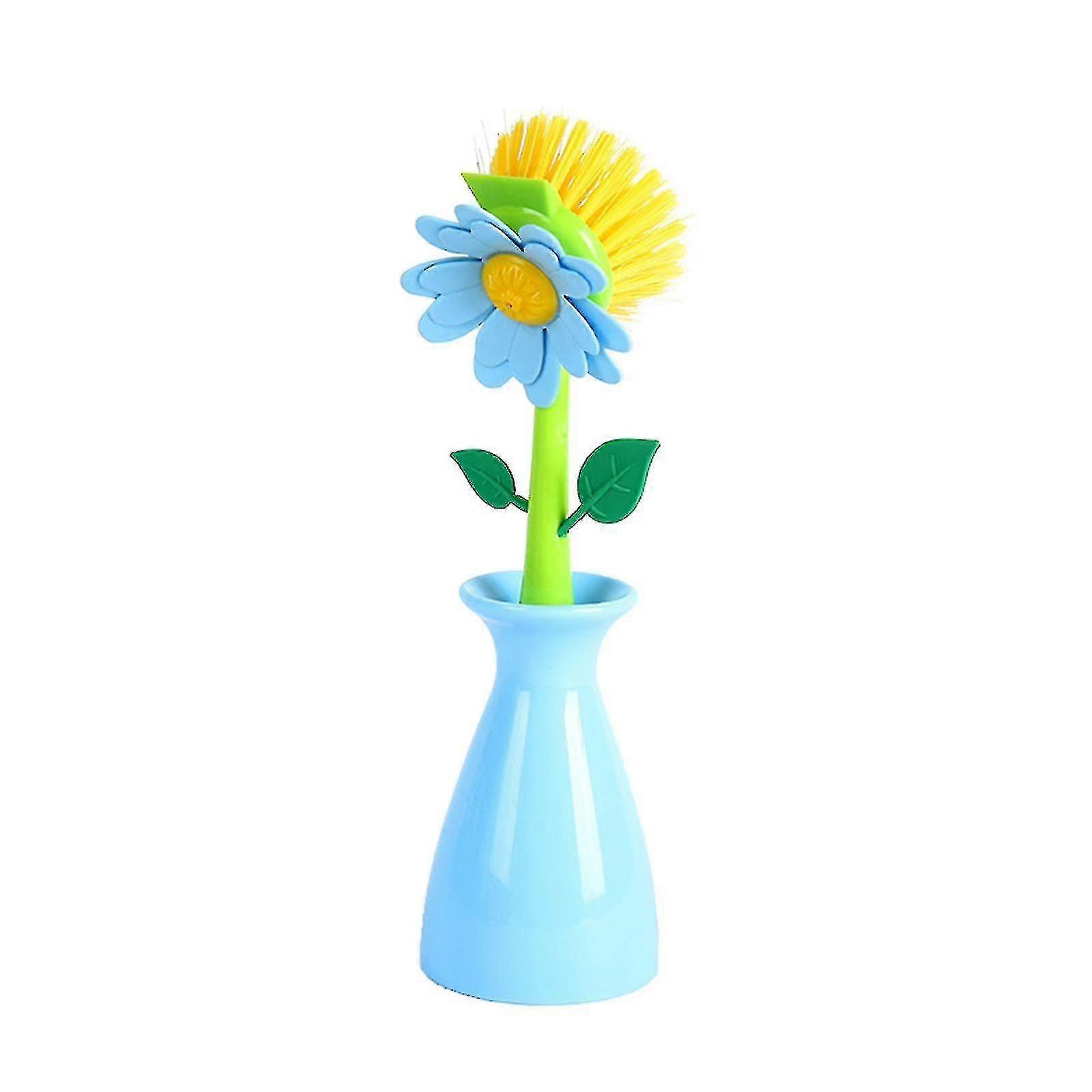 Cleaning Tool Dishwashing Brush Flower Shape Long Handle Scrubber For Kitchen