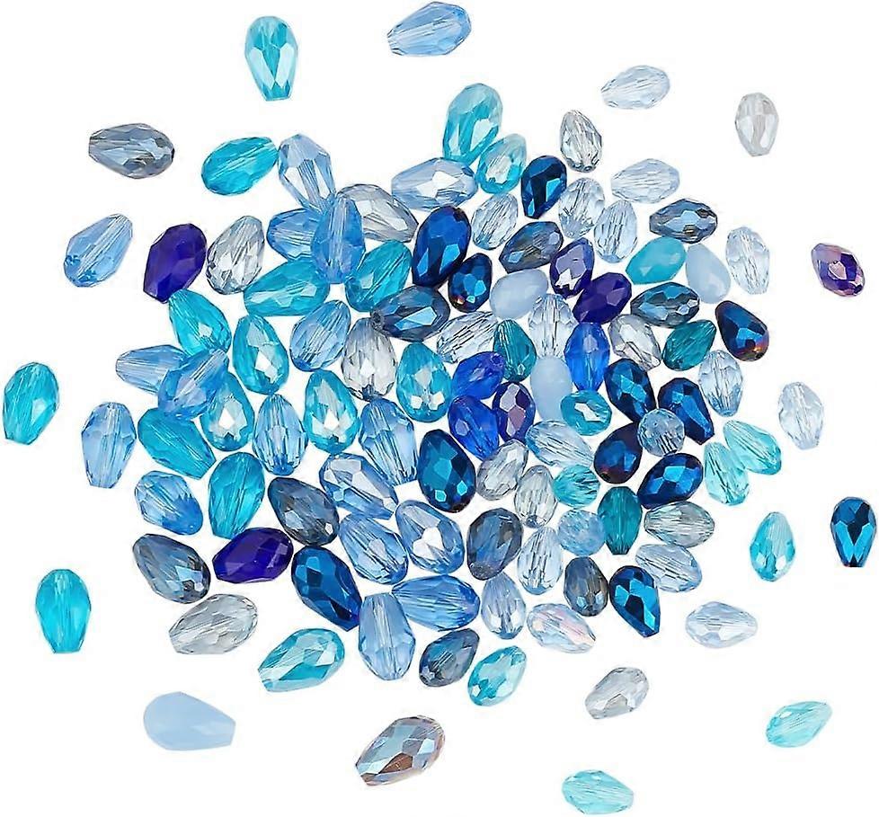 120PCS Teardrop Crystal Glass Beads 2 Styles Vertical Hole Teardrop Spacer Beads Segmented Multi-color Beads Transparent Beads for Necklace Bracelet E