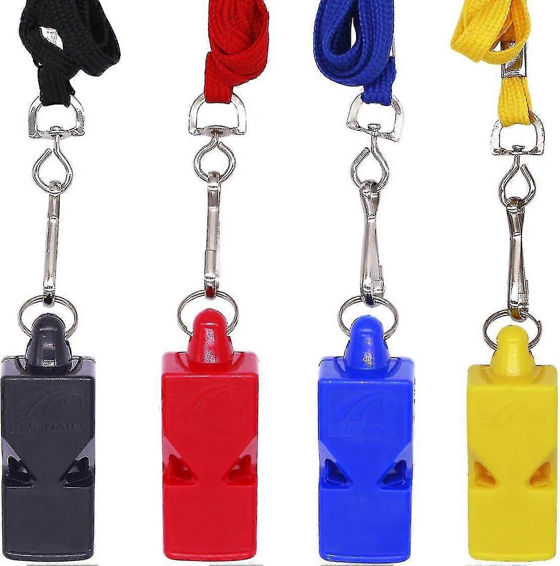 4 Pack Whistle With Lanyard, Referee Whistle With Tooth Protection (random Color)