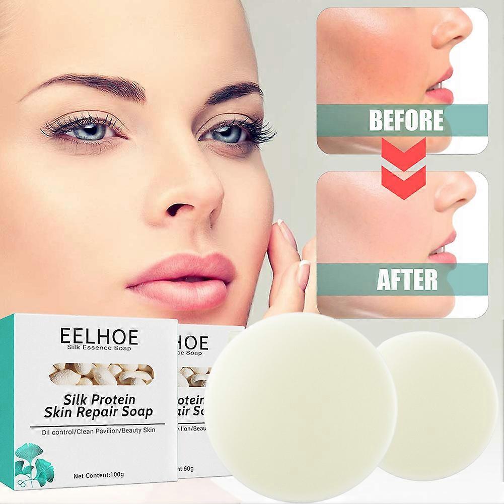 Soap Natural Organic Silk Protein Soap Mites Acne Remove Tender White Handmade