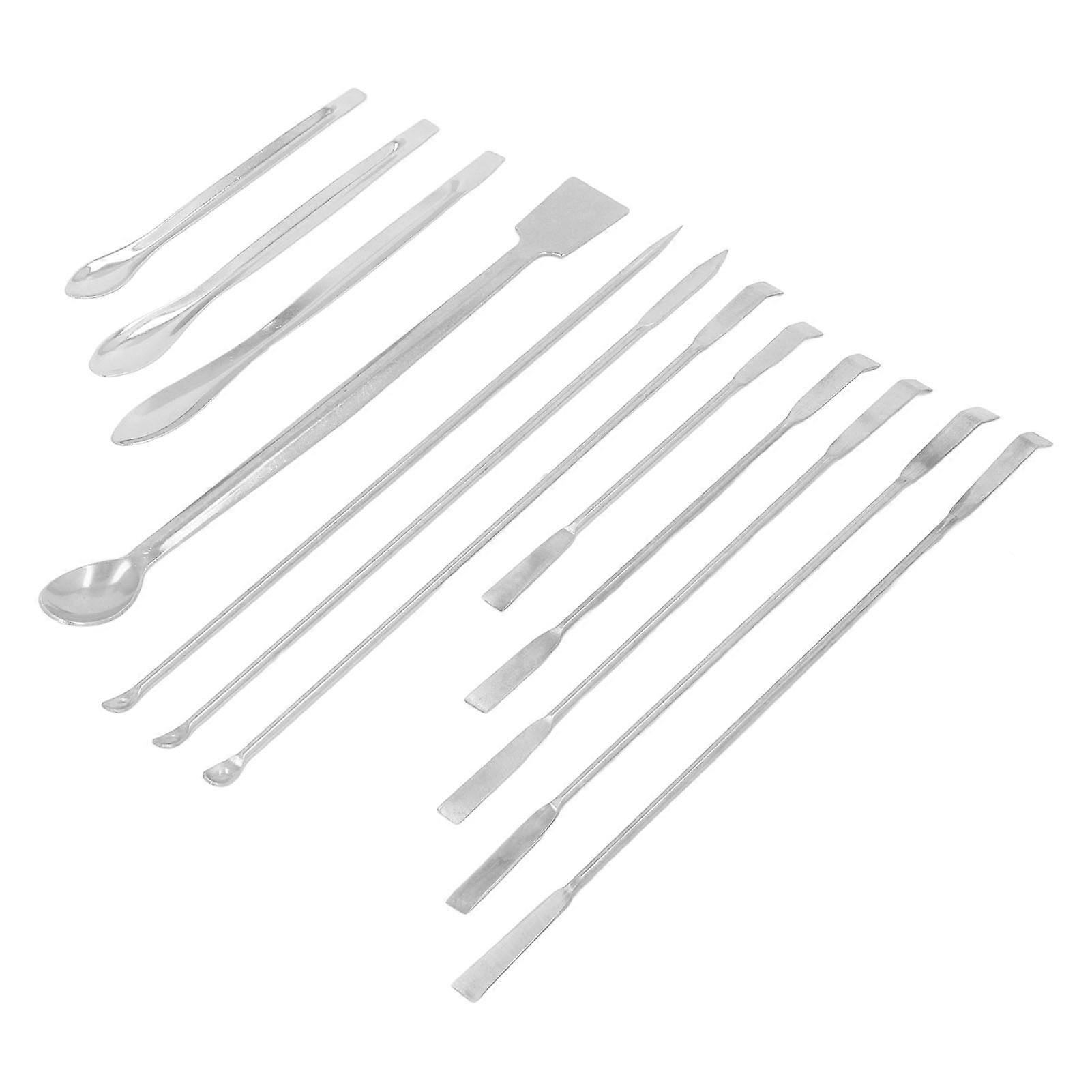 12Pcs Laboratory Spatula Stainless Steel Reagent Scoop Spoon Tool Set Kit for Experiment