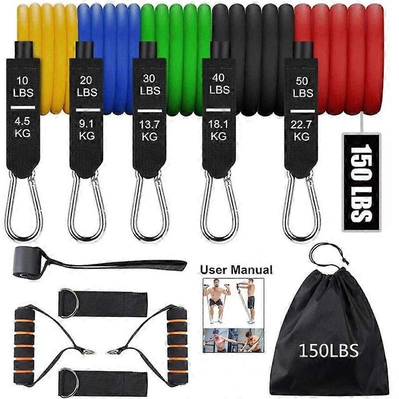 Resistance Bands Set 150 lbs with Door Anchor Resistance Bands Kit 11 pcs Fitness Training Band Set of 5 Exercise Elastic Bands