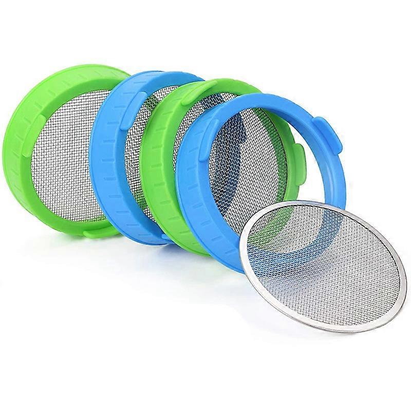 4 Pack Sprouting Lids, Plastic Sprout Lids with Stainless Steel Screen for Wide Mouth Mason Jars, S
