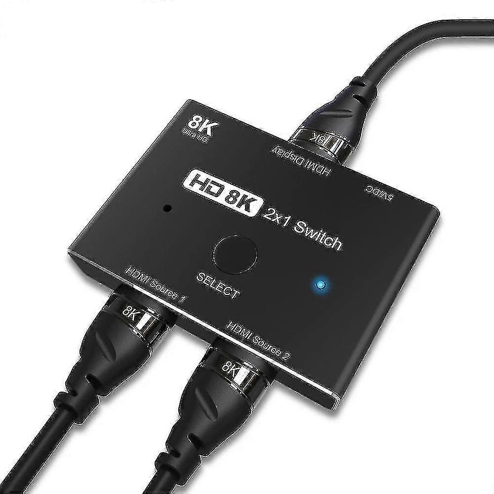 Switcher HDMI kompatibel 2.1 2 in 1 out Ultra Speed 48 Gbit/s 8k@60hz 4k@120hz