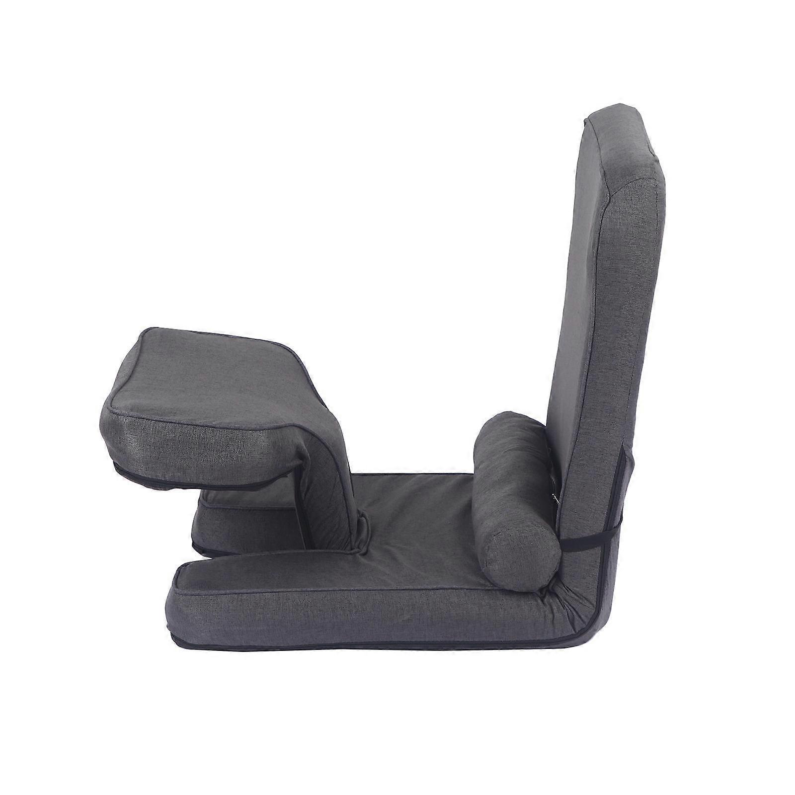 Floor Chair with Back Support Foldable 3 Adjustable Positions Couch recliner Gray