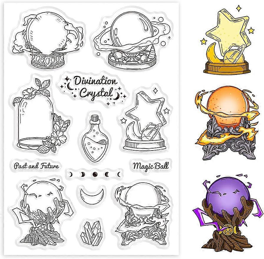 1Sheet Divination Crystal Background Silicone Clear Stamp Seals