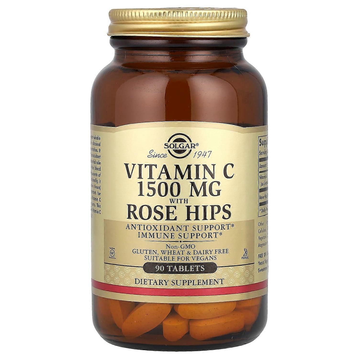 Solgar, Vitamin C with Rose Hips, 1,500 mg, 90 Tablets