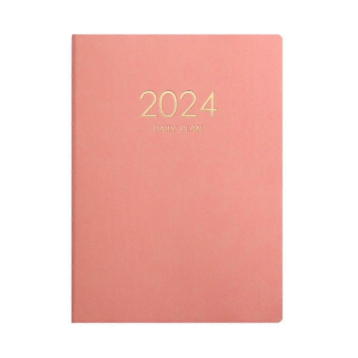 2024 Pink Plan Notebook Calendar Thickened Daily Plan Notebook Weekly Notebook Office School Suppli