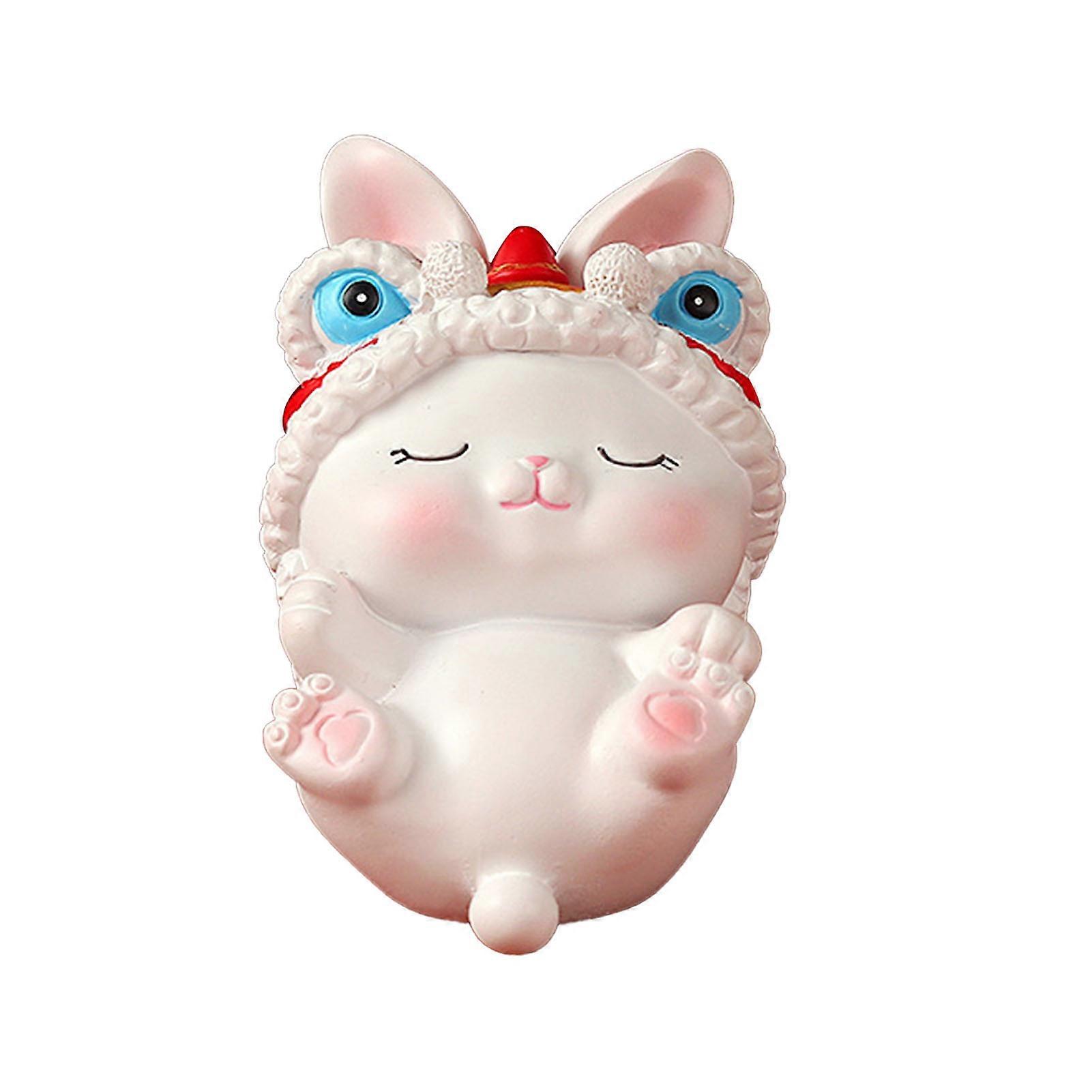 Lion Dancing Rabbit Model Resin Cute Miniature Rabbit Model for Chinese New Year Ornament Car Decoration Model C
