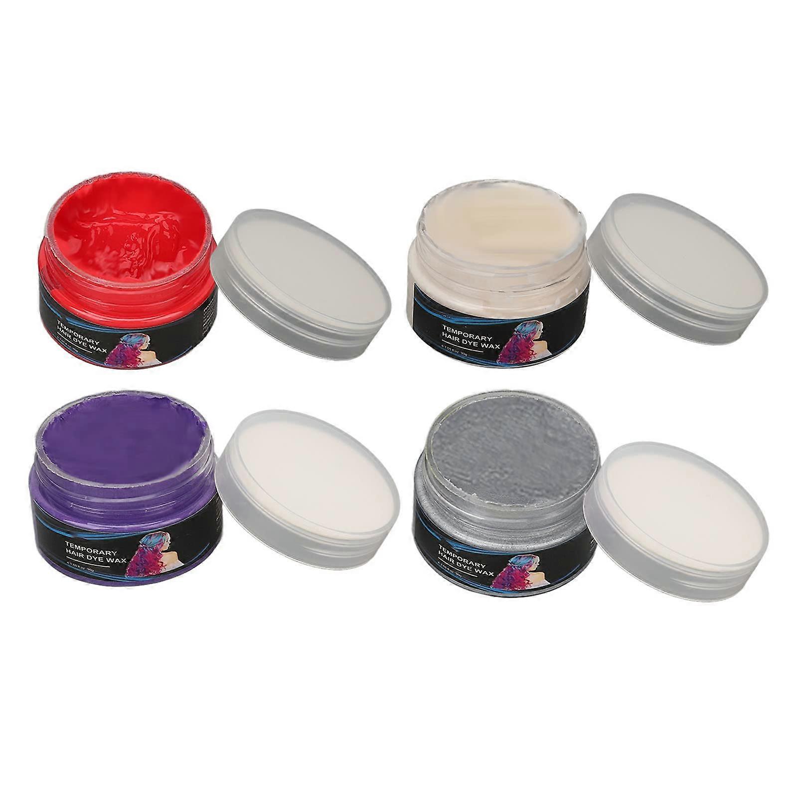 4 צבעים שעווה לצבע שיער זמני, אדום סגול לבן אפור צבע שיער שעווה, רחיץ טבעי קרם צבע שיער מיידי עבור תסרוקת DIY ליל כל הקדושים par