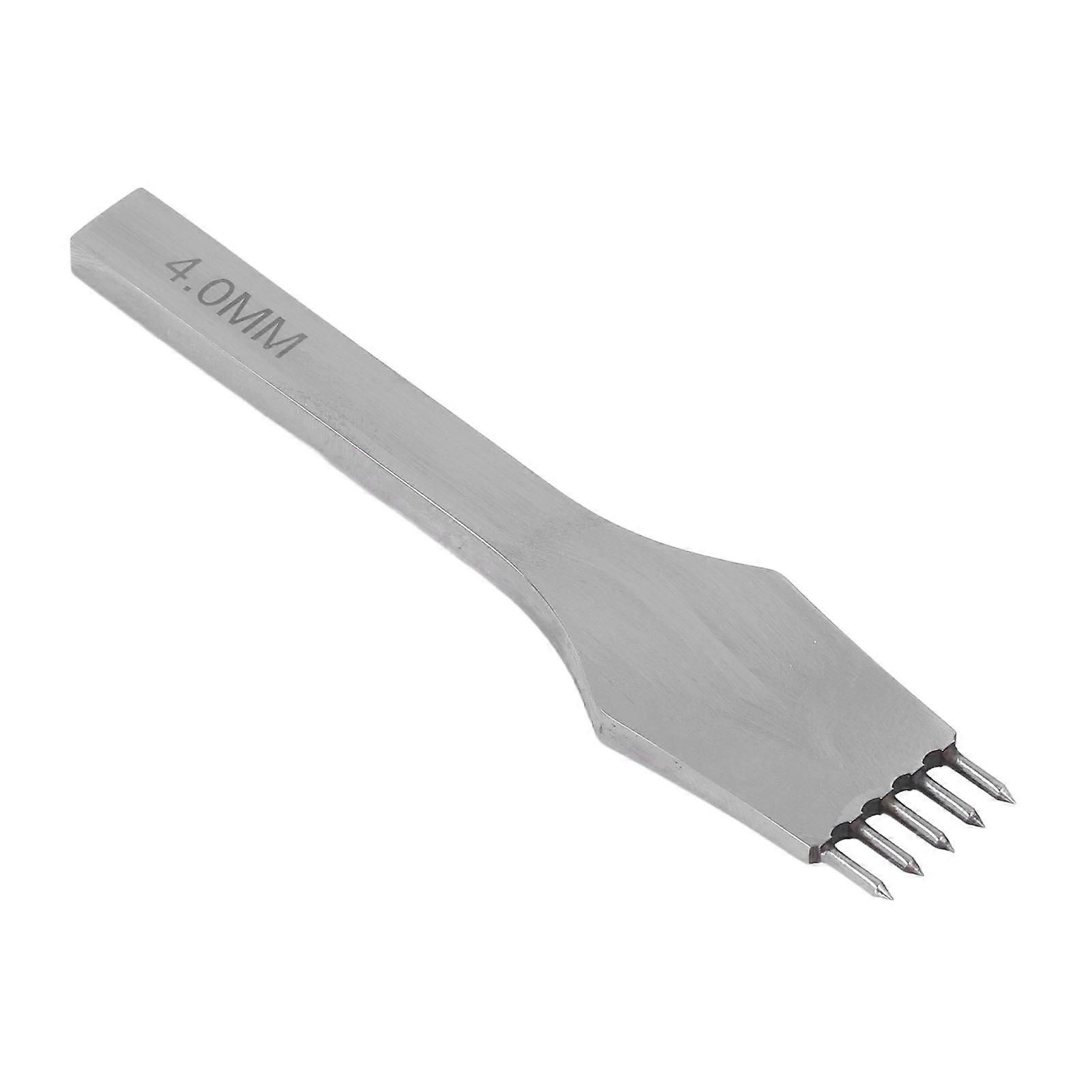 Leather Pricking Iron Round Cutting Mirror Polished High Speed Steel Leather Prong Punch with Glossy Handle Leather Tools 4mm 5 Teeth