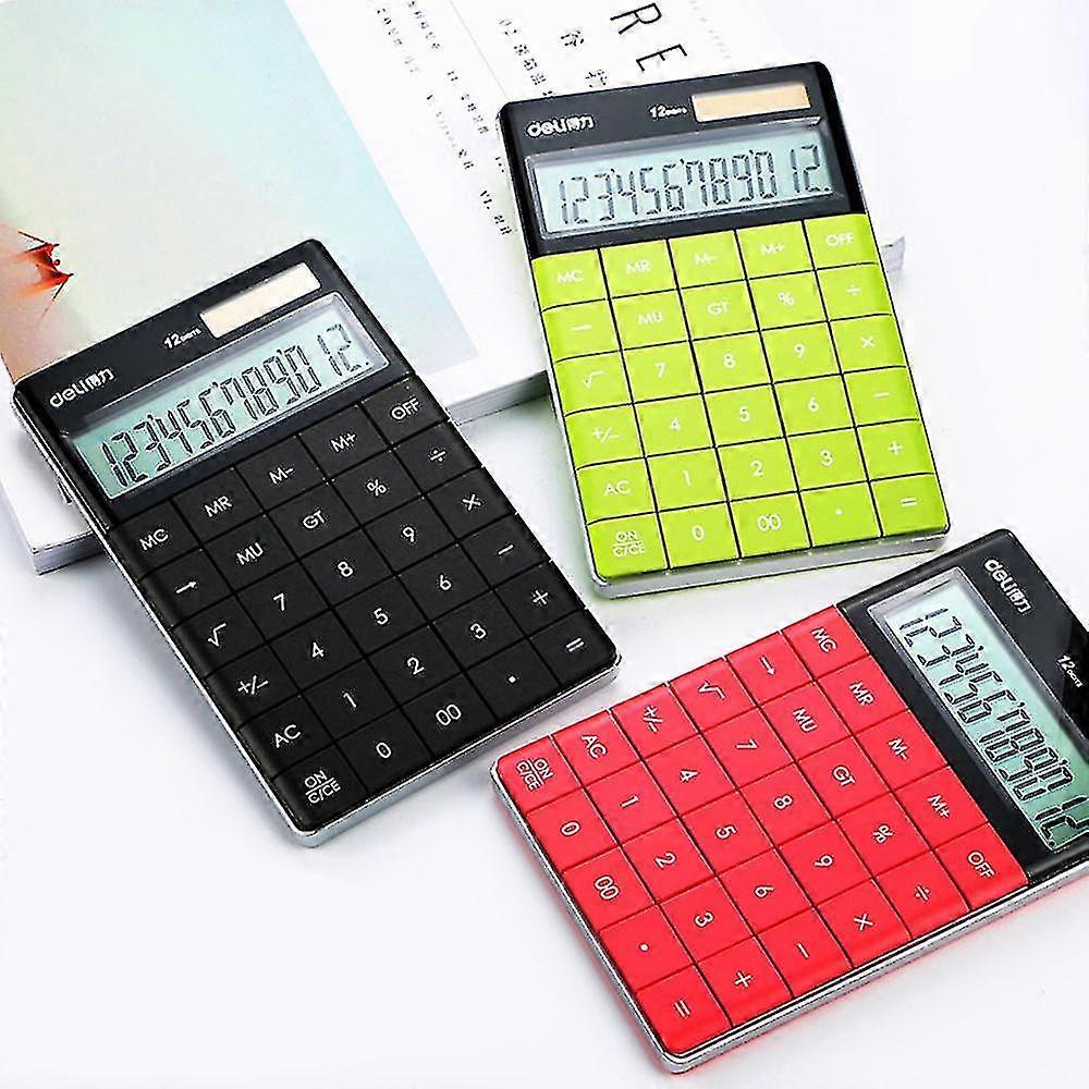 Color Calculator Dual Power Desktop Calculator 12-bit Large Display Panel Button Calculator