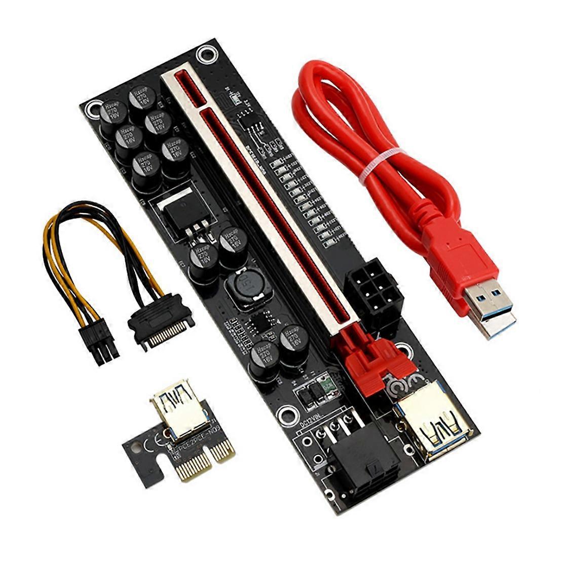 1 PCS VER011 PRO Riser Card PCI-E 1X to 16X USB3.0 6PIN Graphics Extension Cable with 10 Solid Capa