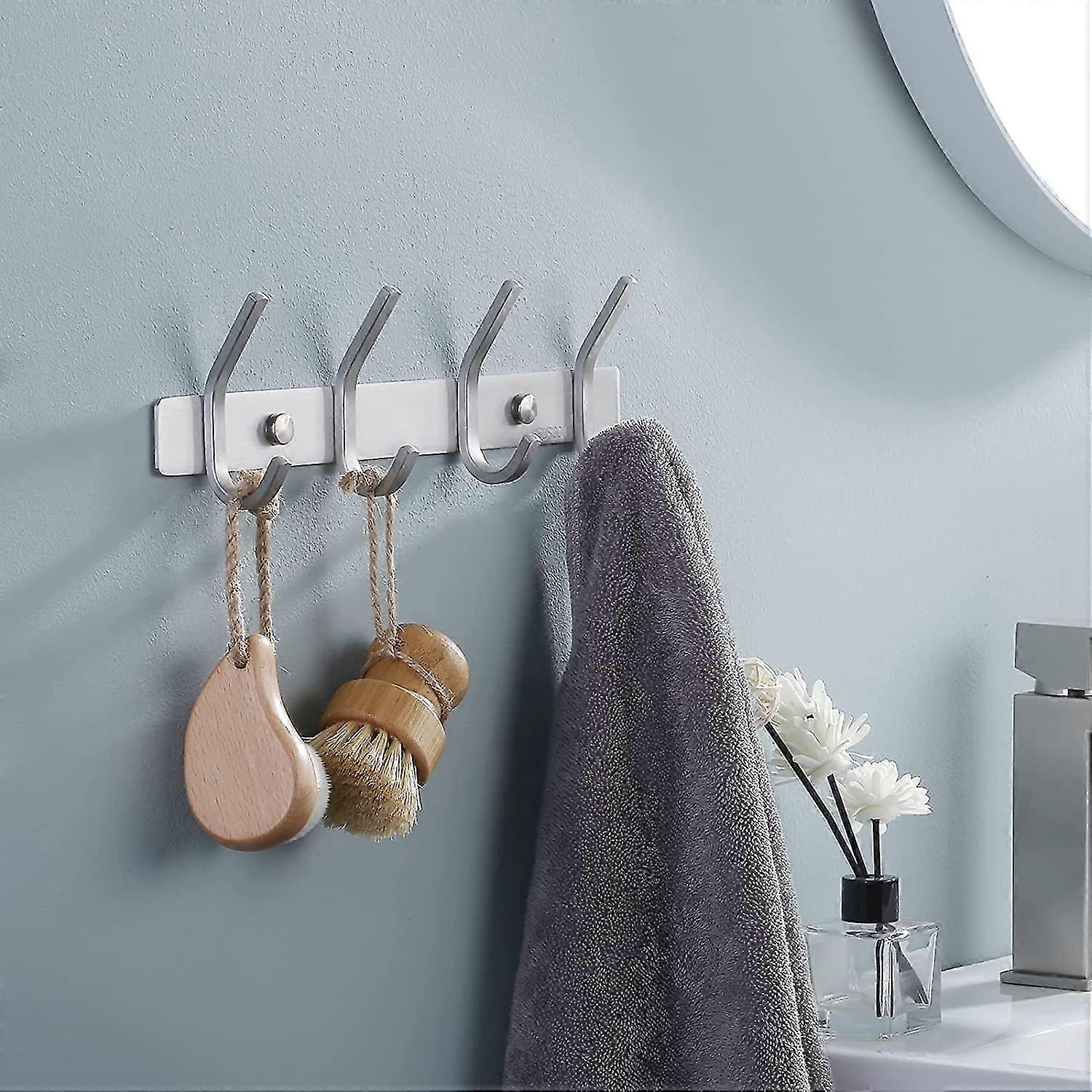 Stainless Steel Sus304 Hooks, Wall Mounted Heavy Duty Hanger, Key Rack Towel Hooks For Bathroom, Living Room(4 Hooks)