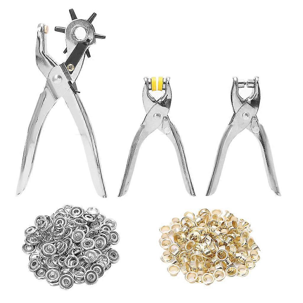 3pcs/set Leather Hole Punch Rep Tool Eyelets Grommets + Pliers Kit