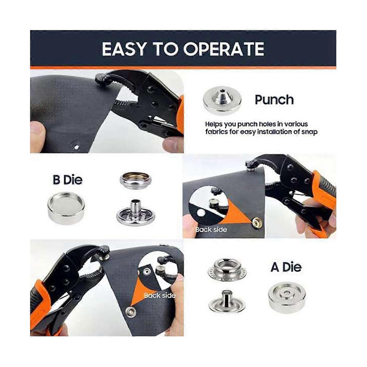 Heavy Duty Snap Fastener Tool,Snap Setter Tool Kit with 20 Sets, for Boat Cover, Snap Button with P