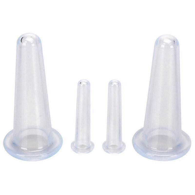 4pcs Natural Silicone Face Cupping Suction Cup Face Push Oil Shujing Suction Face Artifact White