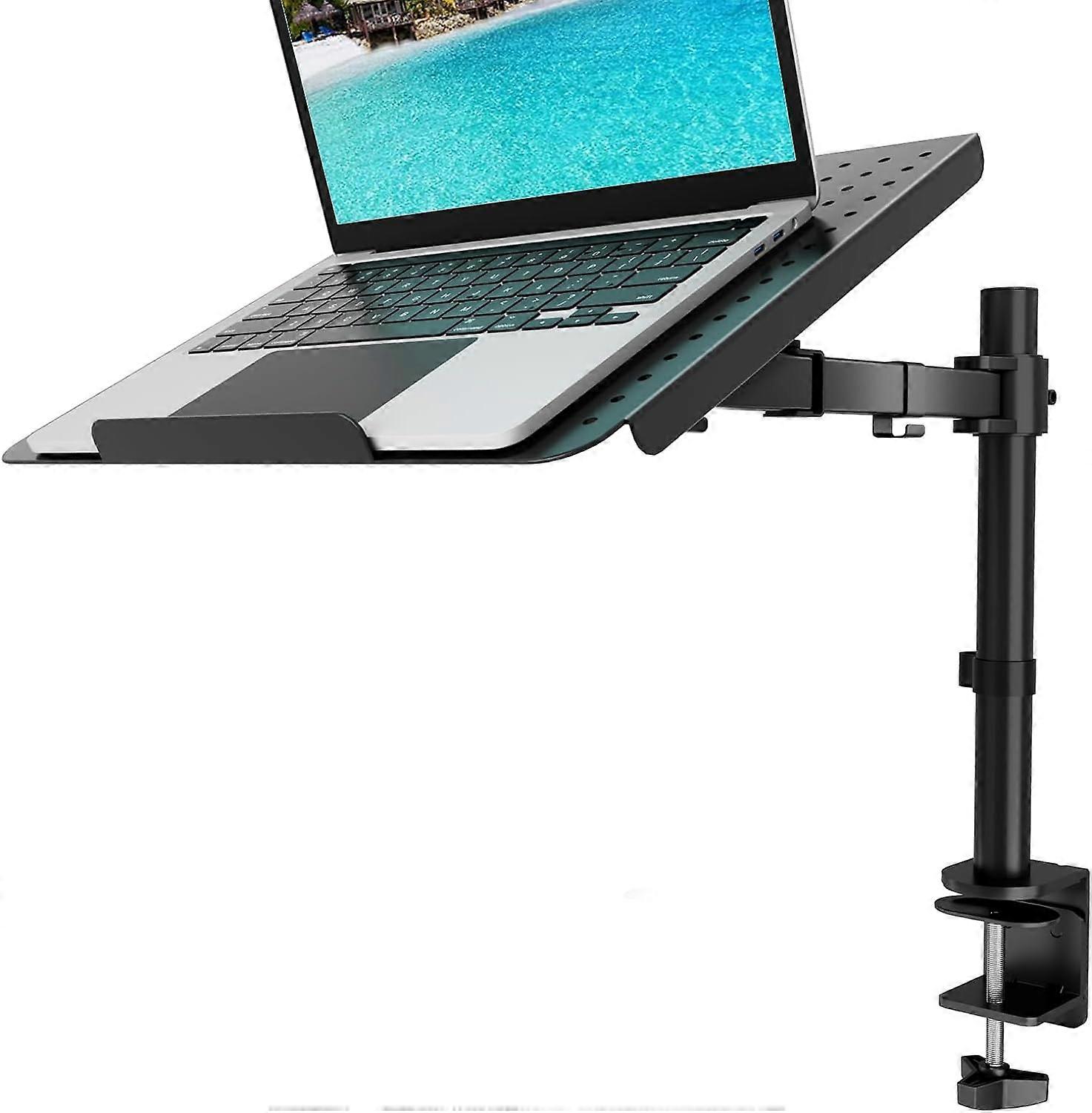 Laptop Tray Desk Mount for 1 Laptop Notebook up, Fully Adjustable, 22 lbs Capacity with Vented Cooling Platform Stand