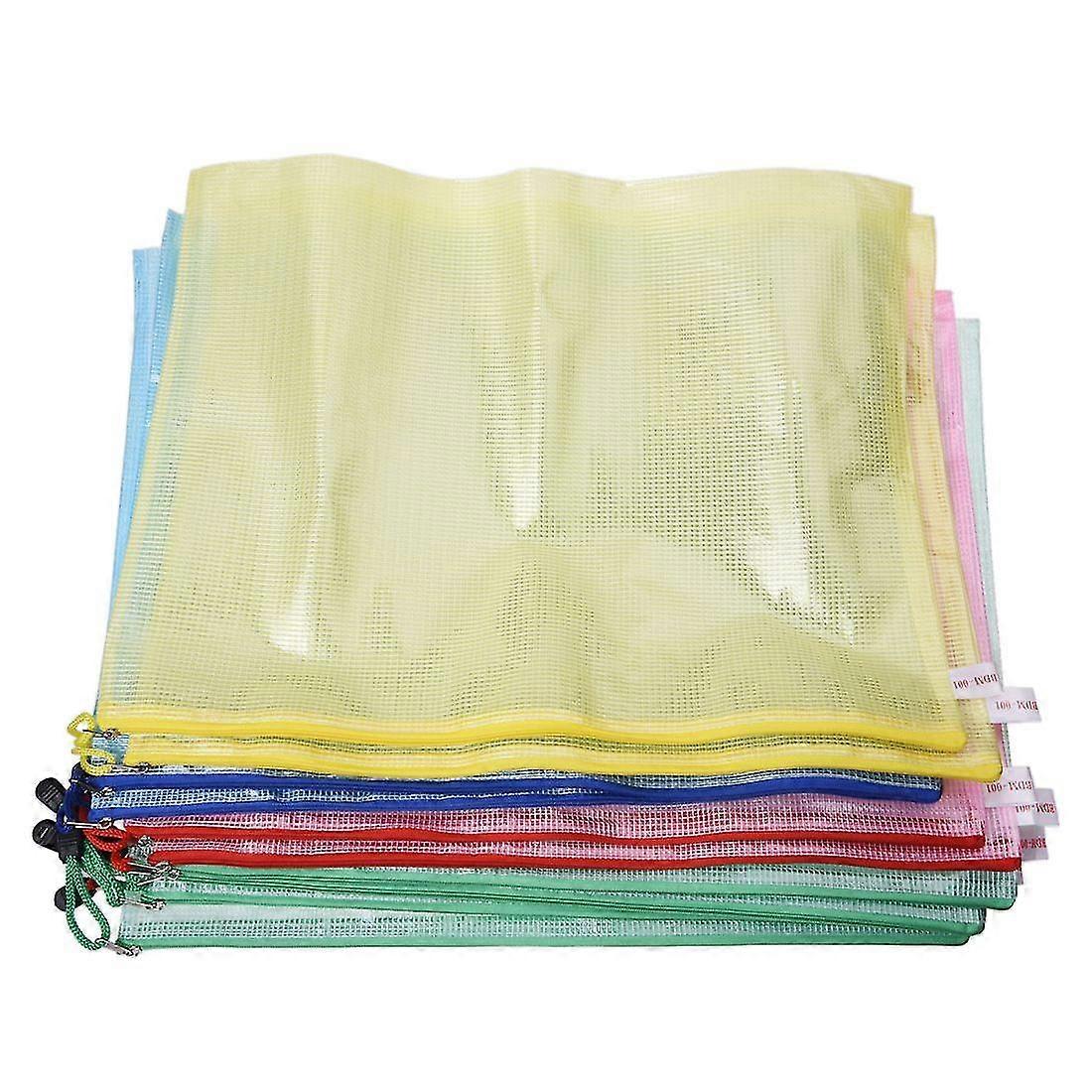 10 Pcs Netting Surface A3 Document File Holder Zipper Bag Multicolor