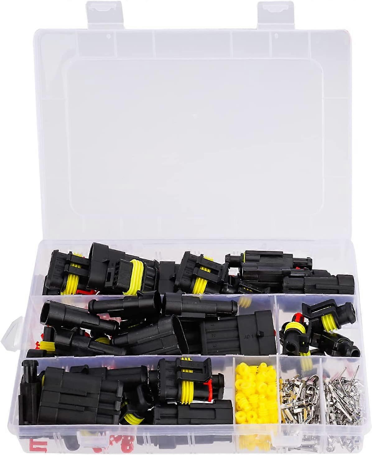 Car Waterproof Electrical Wire Connector Terminals Kit 1 2 3 4 Pin Way Terminal Plug for Auto Motorcycle Marine 352 Pcs