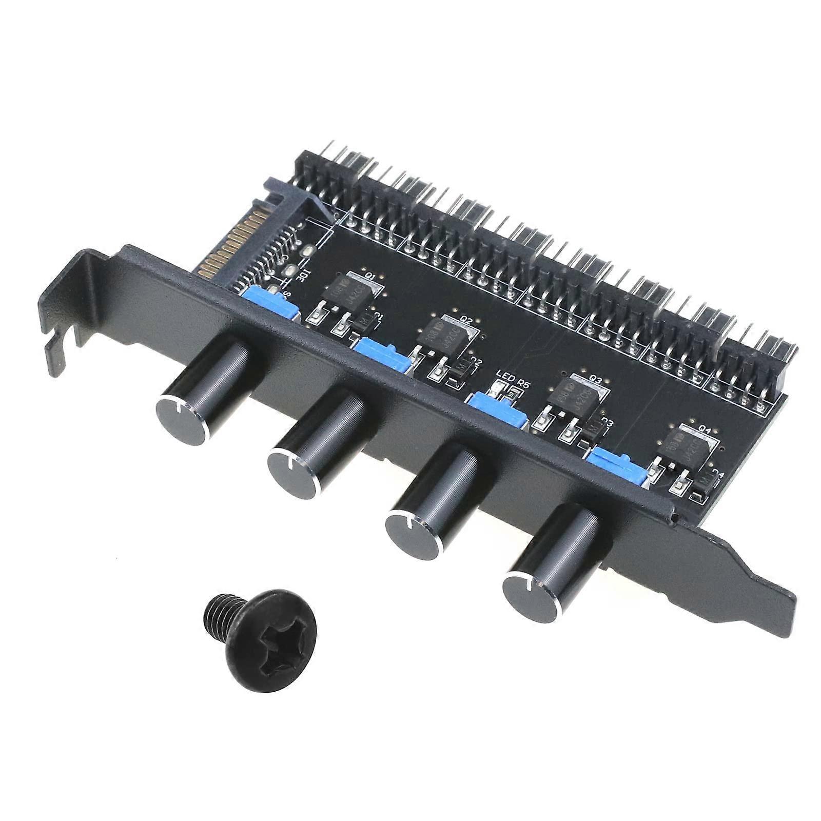 4 Knob Cooling Fan Speed Controller PC 8 Channels Fan Hub Radiator for PC Computer Water Cooling System PC Fan Control Power Supply