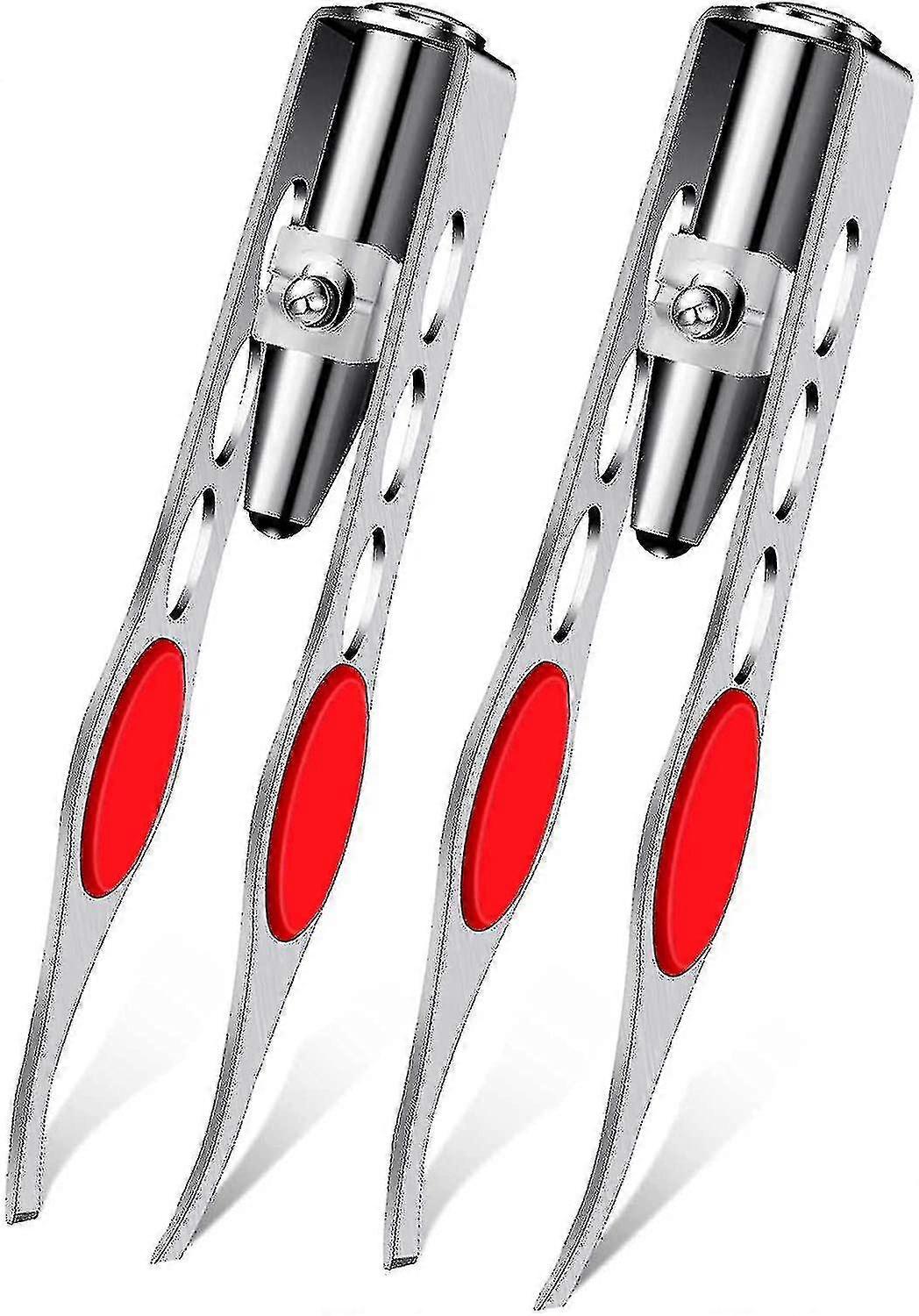 2 Pieces Tweezers With Led Light Hair Removal Lighted Tweezers Makeup Tweezers With Light For Women Precision