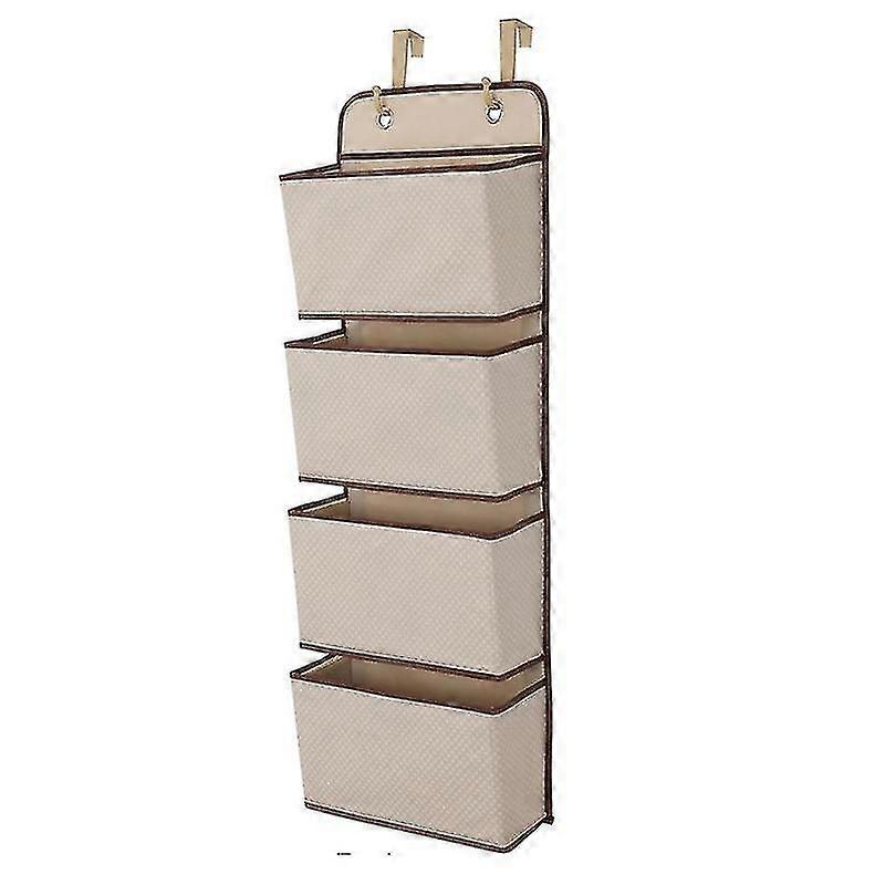 Storage Hanging Bag Multifunctional Wardrobe Non Woven Multi Layer 4 Pockets Foldable Shelf 2 Hooks