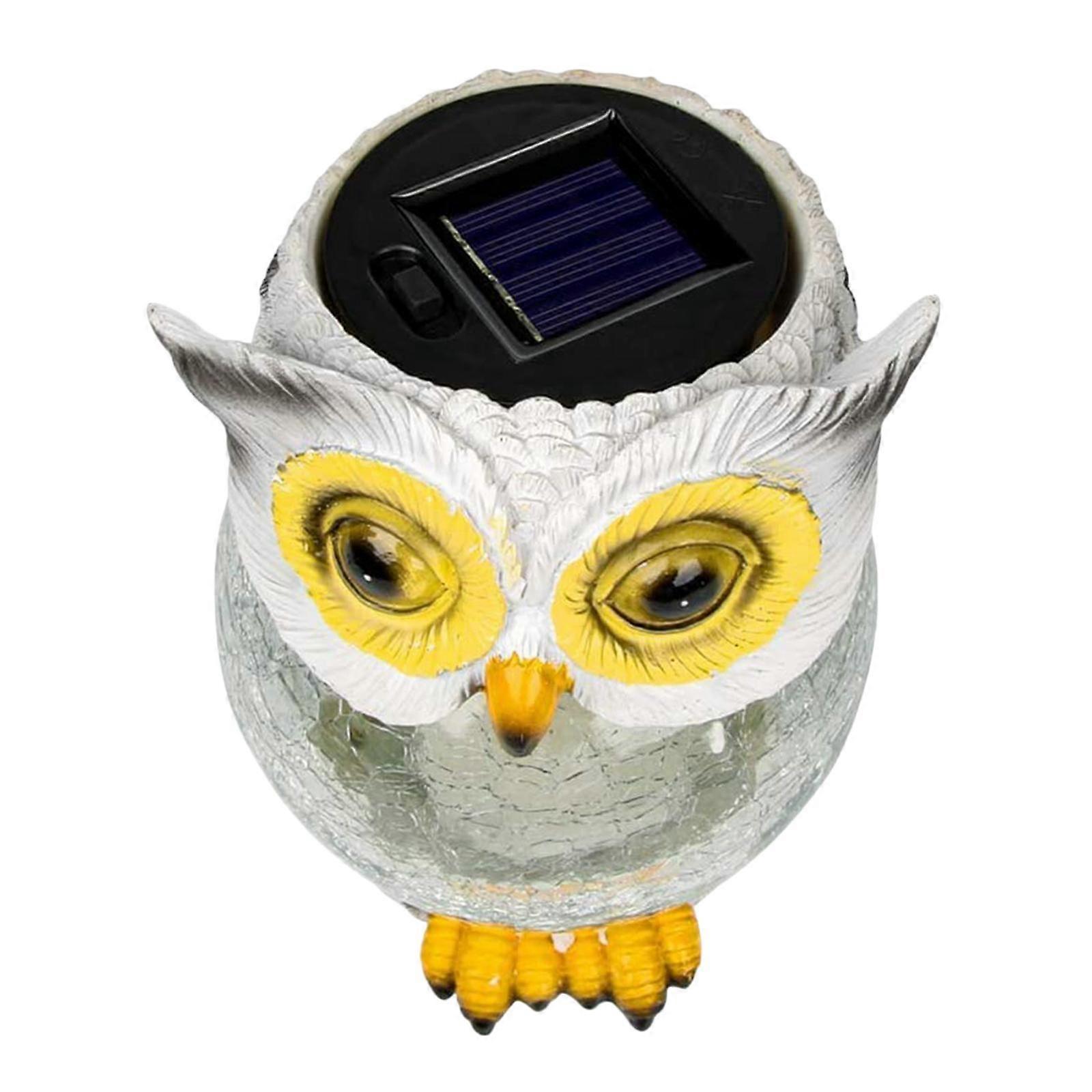 Resin Owl Garden Handcrafted LED Solar Decorative Lights Garden Statue White