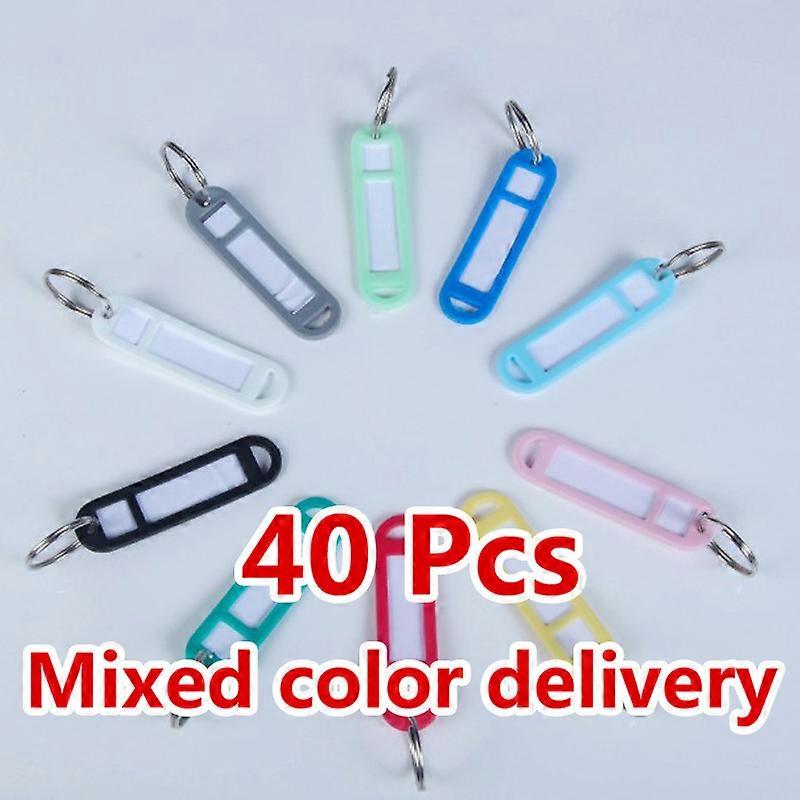 40 Pcs Plastic Key Fobs Luggage ID Tags Labels with Key Rings Keychain Label Tag Number Card Plate Key Chain Number Tag