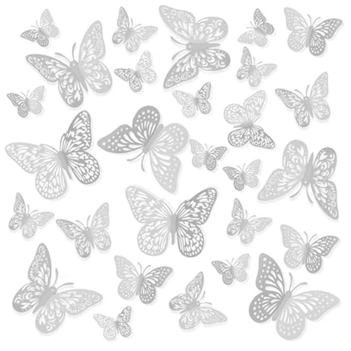 Butterfly Decorations, 48pcs, 3 Styles & 3 Sizes Each, Wall & Cake Decor, -Accessories 3D Wall Art