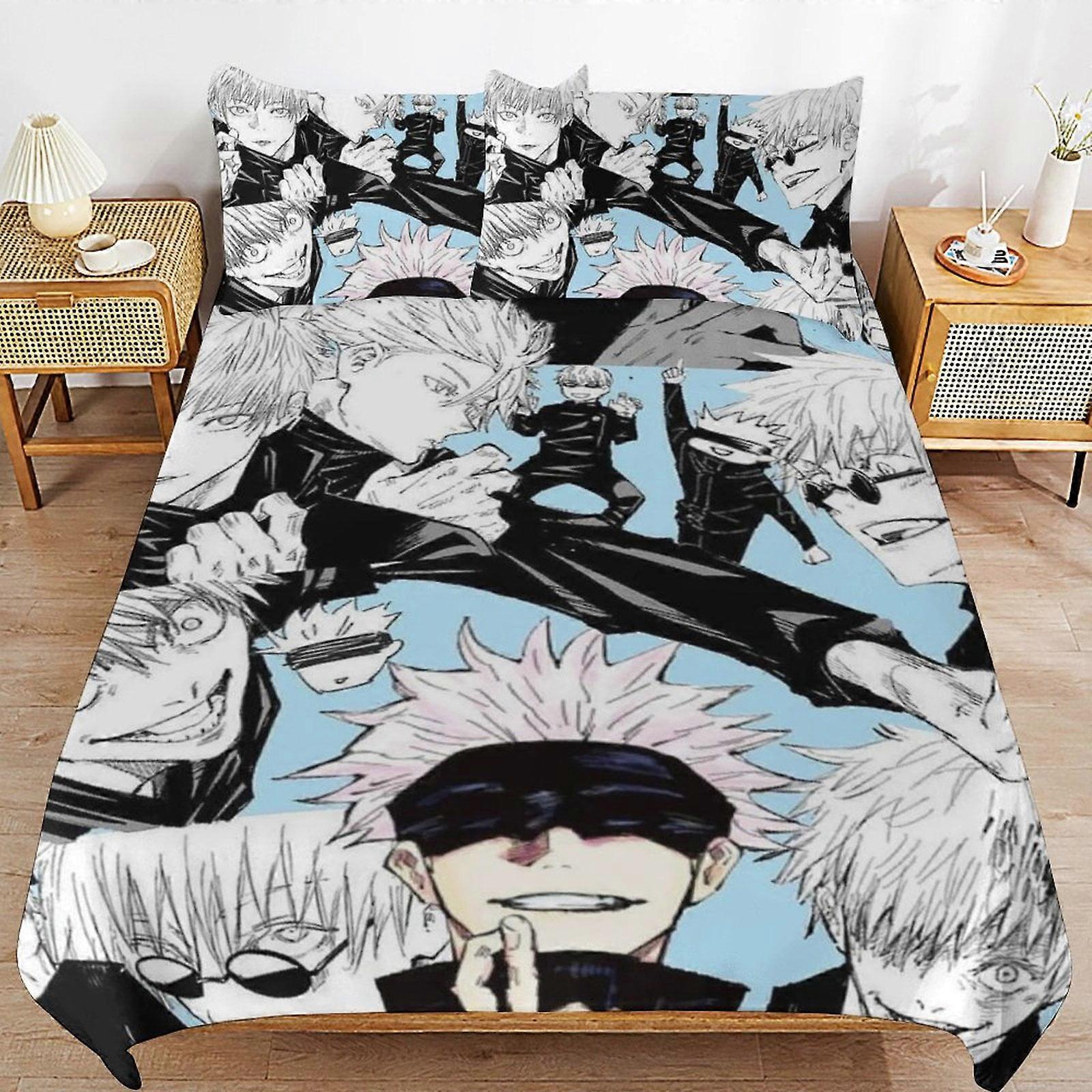 Bedding set WM418 Jujutsu Kaisen Gojo Bedding Set Duvet Cover Comfortable and Lightweight Cartoon Bedding 3 Piece (Multiple sizes to choose from) SW4