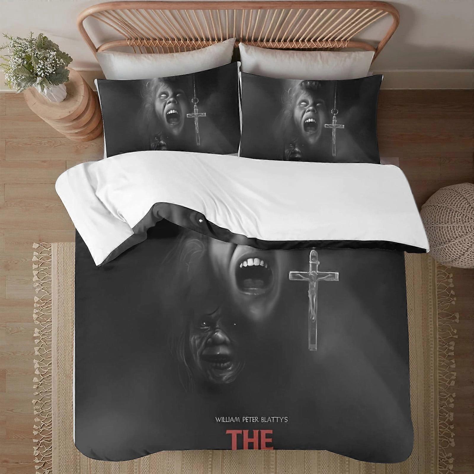 Bedding set BM486 The Exorcist Soft 3D Printed Duvet Cover Bedding Set with Comforter Cover 3 Piece Set Includes 2 Pillowcases and 1 Cover Machine Was