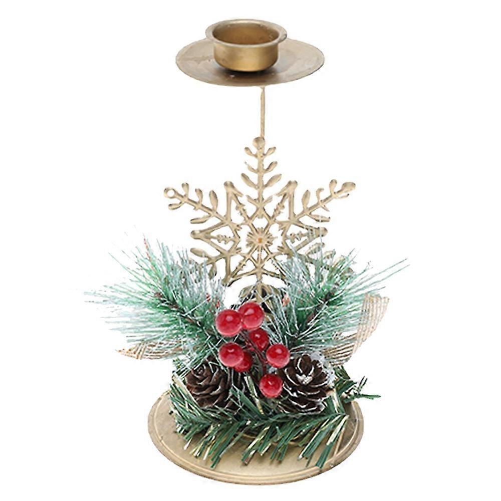Bougeoir en fer doré de Noël Table de Noël DecorPine Cones Berries Bougeoir pour la fête