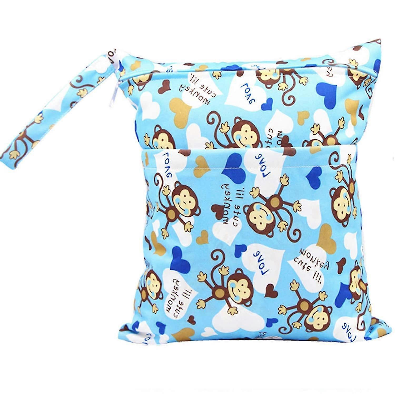 Double Zipper Monkey Printing Diaper Bag