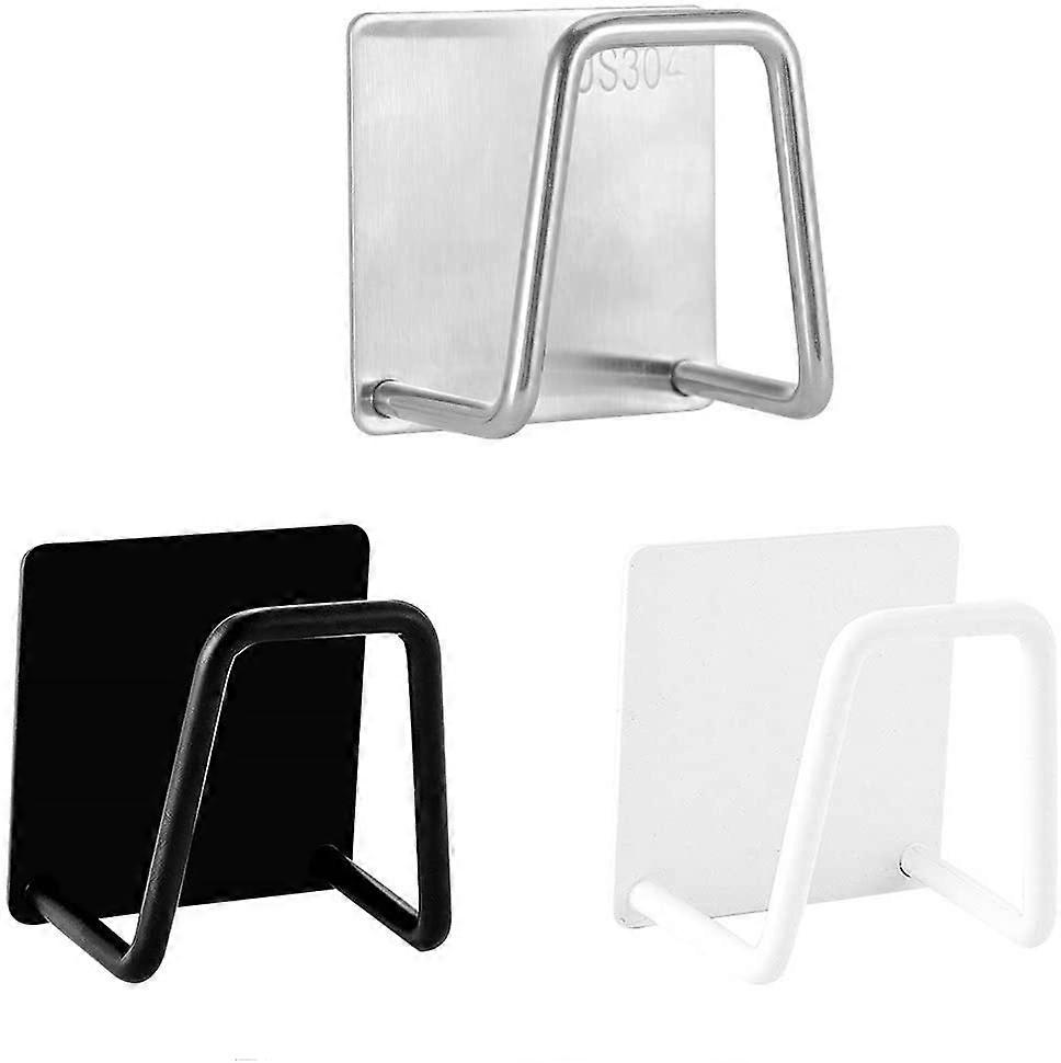 2 pcs Kitchen Stainless Steel Sink Sponges Holder Self Adhesive Drain Drying Rack Kitchen Wall Hooks Accessories Storage Organizer