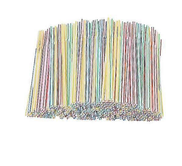 200pcs Plastic Straws Multicolor Striped Bed Disposable Straws-1