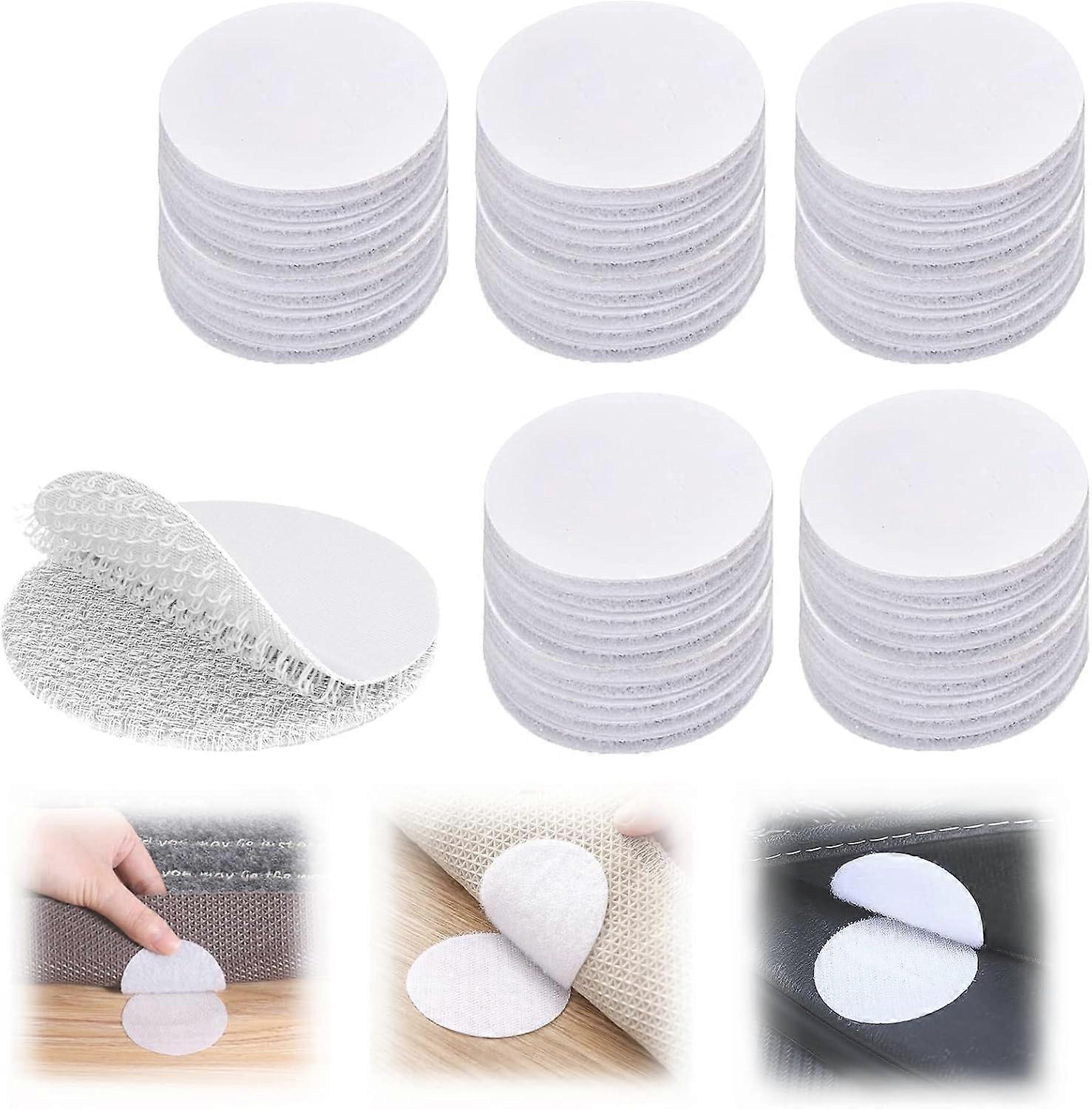 Round Scratch Sticker Self-Adhesive Hooks and Loops 50 PCS Scratch Adhesive Scratch Double Sided Sticker for Car, Home, Walls, Floor, Extra Strong, F