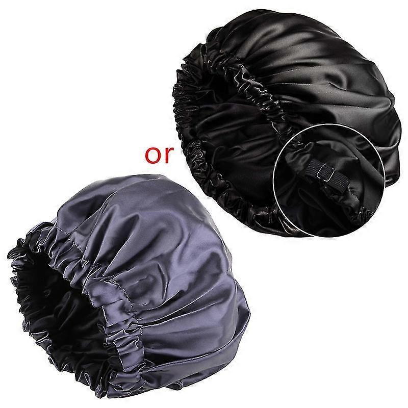 Satin Bonnet Sleep Cap Extra Large Double Layer Reversible Adjustable Turban Hat