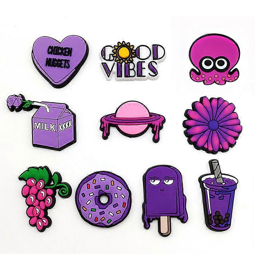 10 Pieces Cute VSCO Purple Cave Shoes Garden Shoes Decoration Shoe Flower Shoe Buckle croc Decoration
