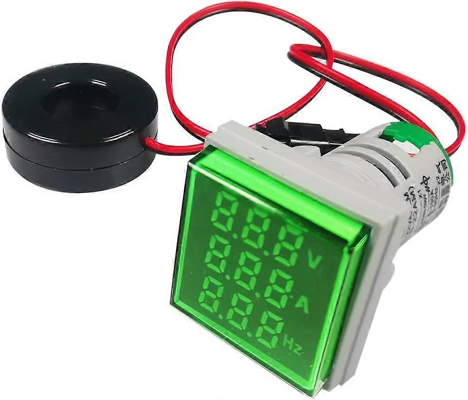 22mm AC Current Voltage Tester, AC 50-500V/0-100A/0-99Hz Voltmeter Ammeter Frequency Meter with 3-Digit LED Display Multifunction Multimeter Panel (Gr