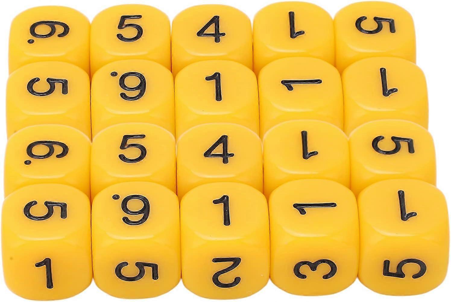 Teaching Dice Set, 20Pcs Number Dice Class Set Plastic, 6 Sided Math Number Dice, Learning Aid Classroom Accessories for Kids Math Practice(Green)