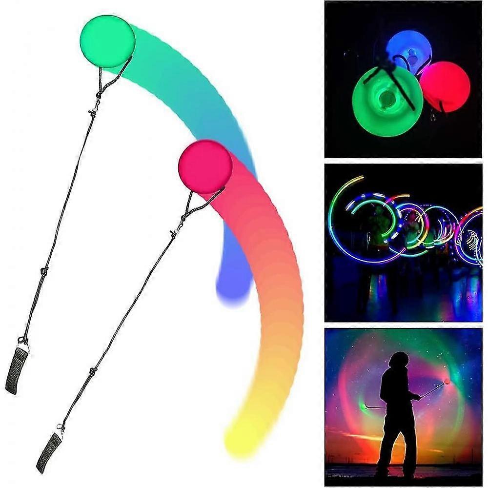 Pack Of 2 Improved Led Poi Balls, Poi Juggling Balls With Rainbow Colours And Strobe Effect,children And Adults DRH WKO