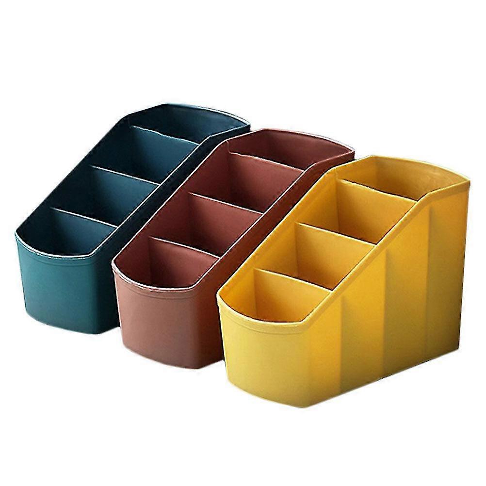 3pcs Four Grids Pen Holder Desktop Storage Bucket Desktop Classify Storage Cases