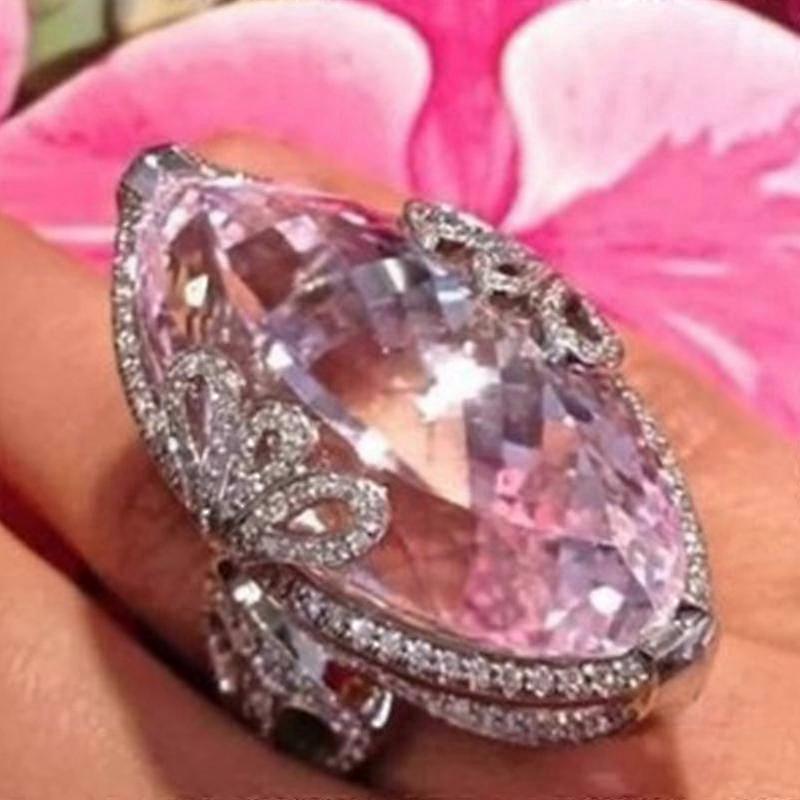 Openwork Design Pink Gemstone Ring - Ladies Openwork Design Pink Gemstone Ring