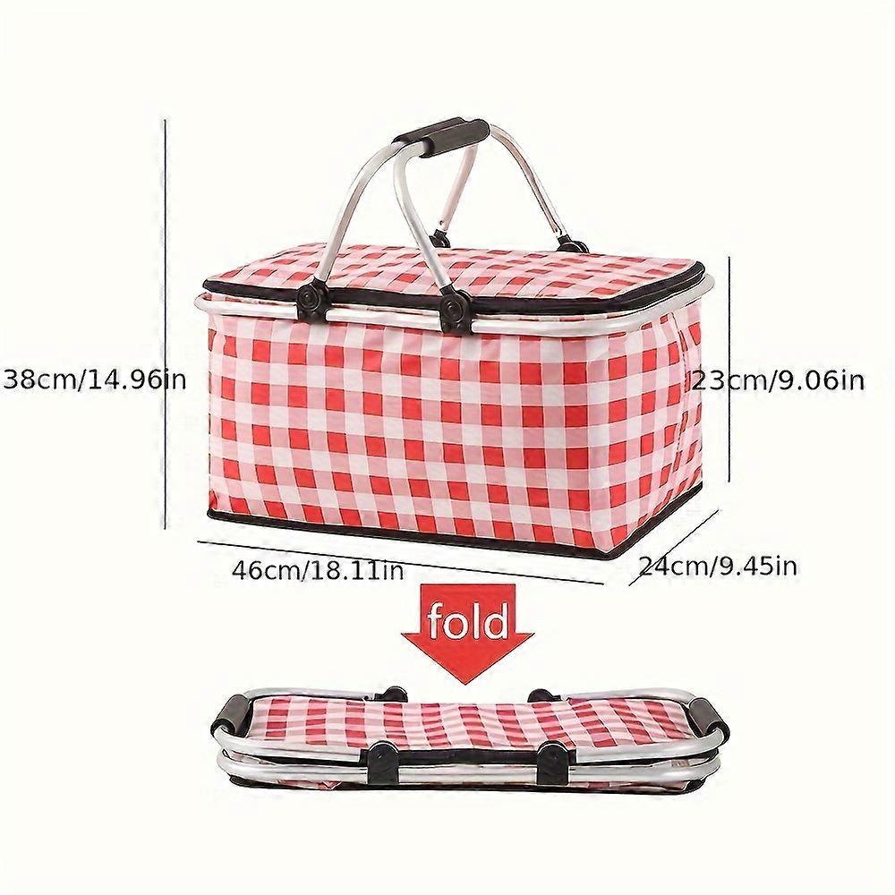 Foldable Picnic Cooler Basket - Universal Waterproof Insulation with Steel Frame Structure, Portable for Outdoor Activities