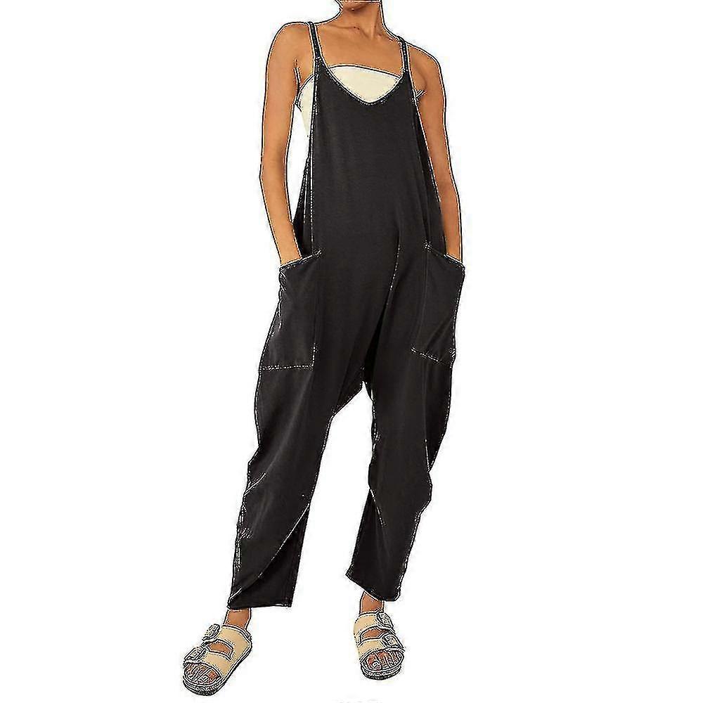 نسائي كاجوال وزرة كبيرة الحجم حريم سروال مريلة طويل Dungarees فضفاض جمبسوت-AM
