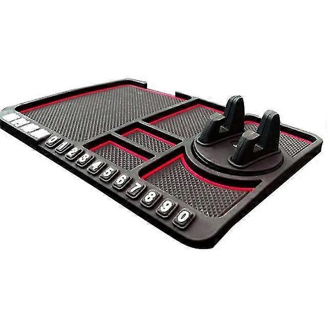 4 In 1 Car Anti-slip Mat Silicone Dashboard Sticky Phone Holder Mat Red