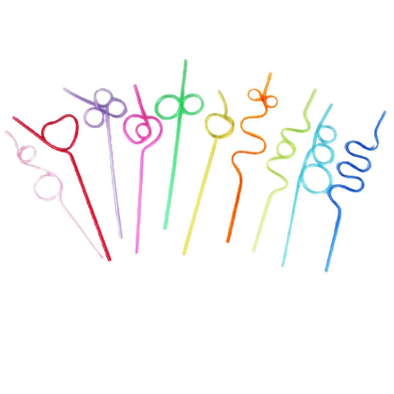 10 Pcs Crazy Loop Straws Reusable Party Favors Drinking Suckers Colorful Twisted Straws For Kids-yvan