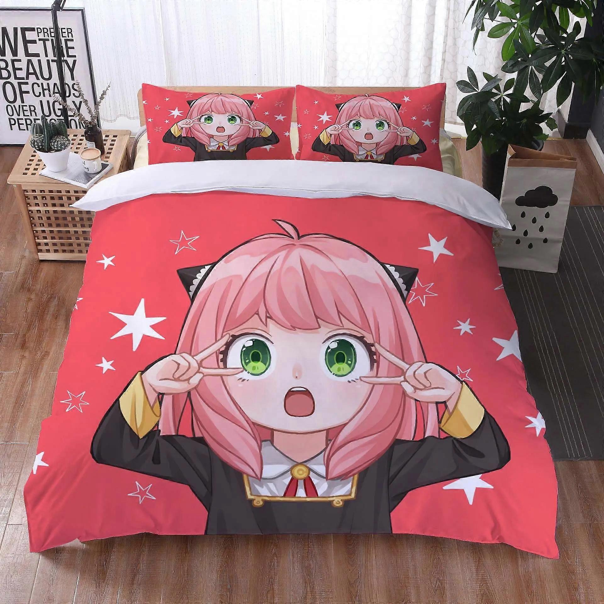 m107 Lakan Anime Spy Family Anya sängkläder, påslakan täcke sängset påslakan örngott, pojkar flickor vuxna lakan ggt107