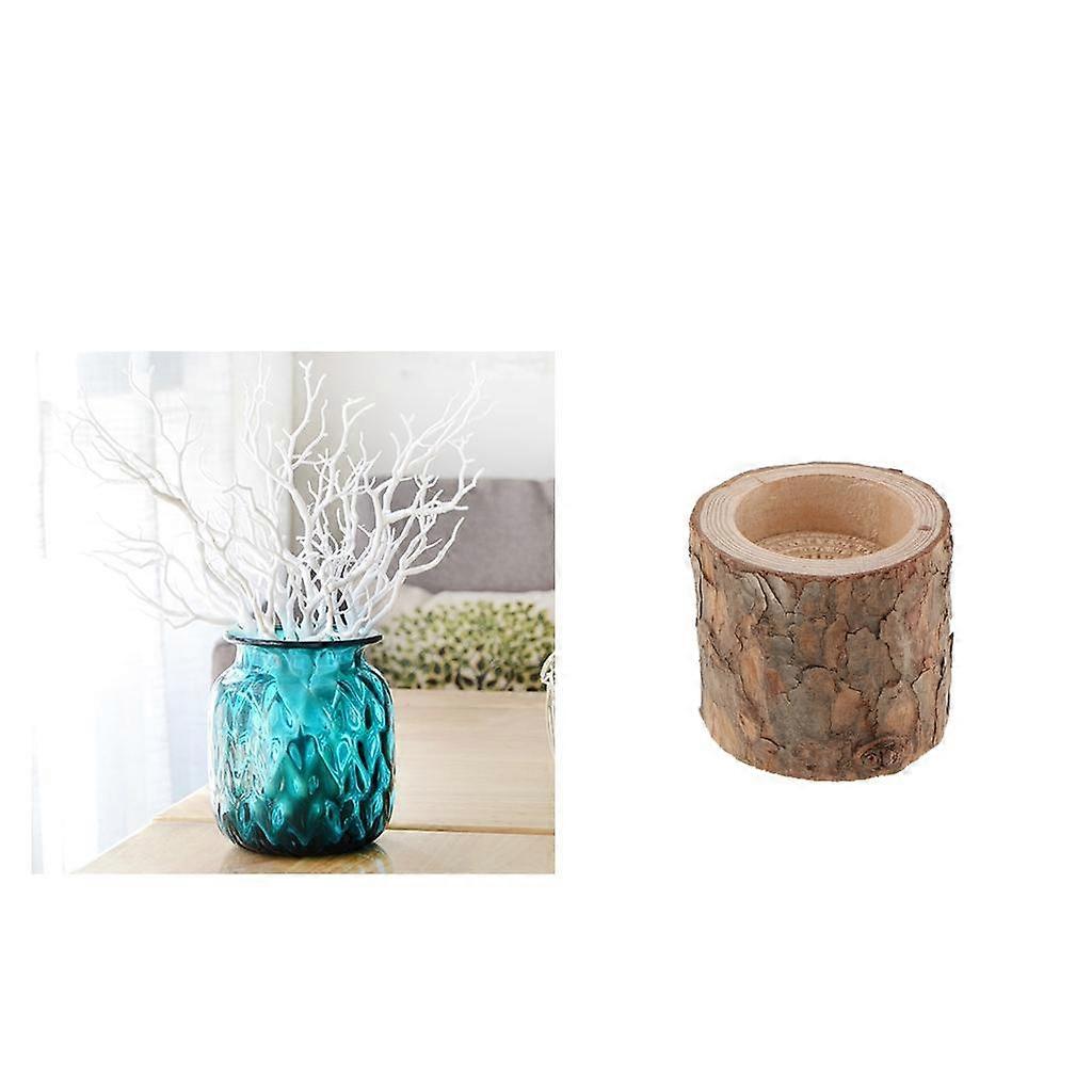 Stump Wooden Candle Holder + Creative Simulation Branch Table Decor White